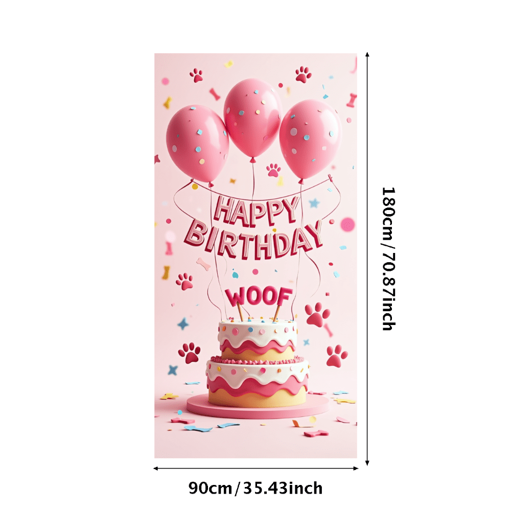 Cute Dog Themed Happy Birthday Banner with Balloons Cakes and Gifts Backdrop Party Supplies Decors Photography Props for Birthday Party Pet Celebration Event Photo Booth Decorations
