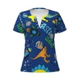 thumbnail image 3 of Naloa Dinosaur In Space Print T-Shirts Short Sleeve V Neck Tees for Women Fashion Tops Trendy Lightweight Soft Casual Summer Outfits Clothes, 3 of 5