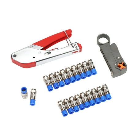 

OUNONA Coaxial Cable Pliers Stripper Pliers Set of Net Cable Pliers Combination Tool With 20 Blue F Plugs
