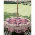 thumbnail image 2 of Outdoor Tablecloth with Umbrella Hole Zipper Bohemia Round Tablecloth 60" Waterproof Outside Table Cloth Retro Geometric Aztec Ethnic Tribal Print Pink Patio Table Cover Tablecloths for Picnic Party, 2 of 8