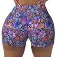 thumbnail image 2 of Picia Watercolor Butterflies Printed Workout Shorts for Women Seamless Scrunch Butt Lifting High Waisted Yoga Gym Booty Running Moisture-wicking Short Pants-Small, 2 of 9