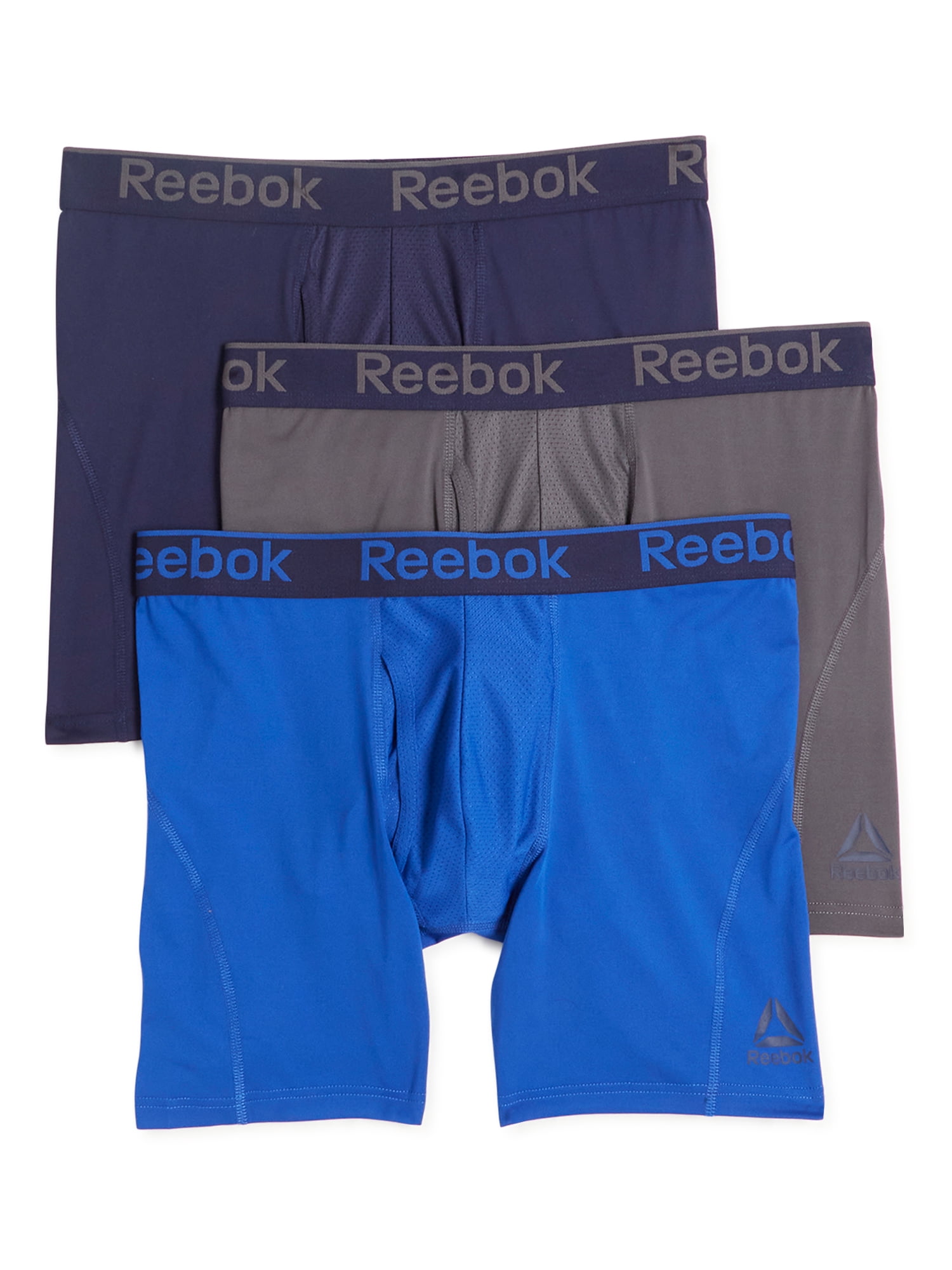 REEBOK 3-PACK MEN/'S STRETCH BOXER BRIEFS ASSORTED COLORS