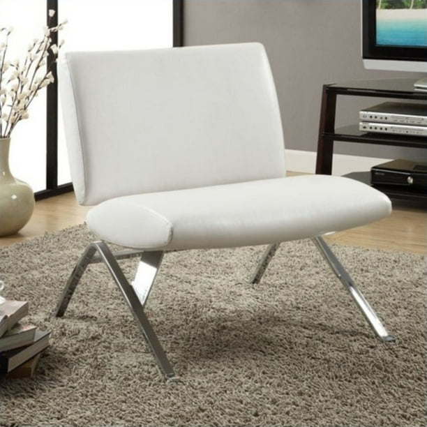 Leather Look Accent Chair White With Chrome Metal Legs Walmart Com Walmart Com
