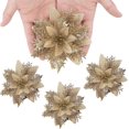 thumbnail image 1 of Heytea 16 piezas de 4,7 pulgadas de flores de Pascua de Navidad con purpurina artificial, adornos para árbol de Navidad, coronas de árbol de Navidad, guirnaldas, decoraciones n, 1 of 5
