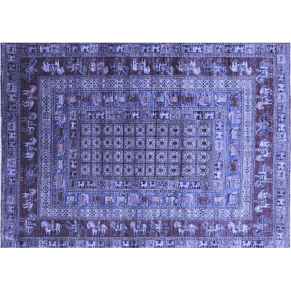 Ahgly Company Indoor Rectangle Oriental Blue Industrial Area Rugs, 8' x 12'