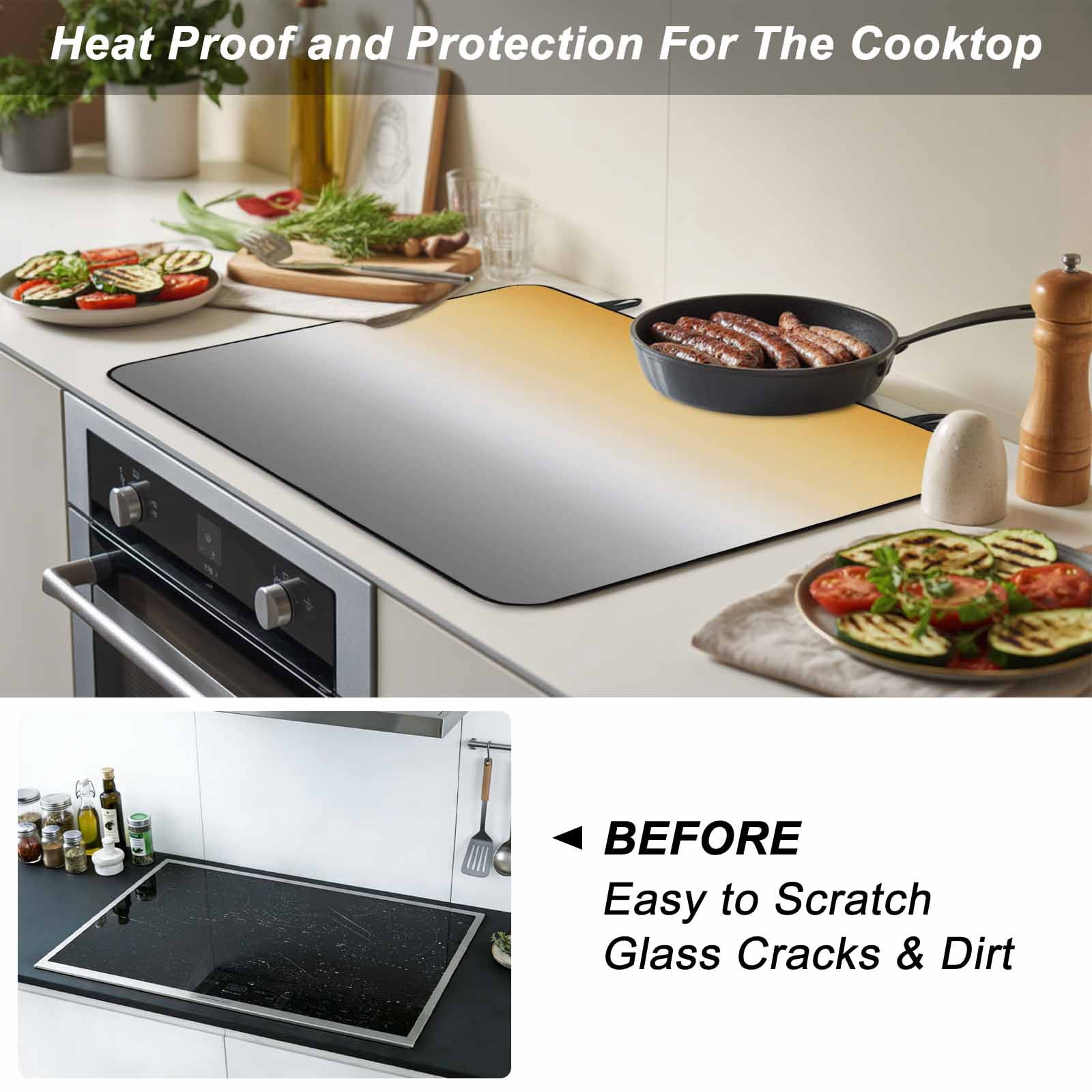 Color Gradient Pattern Stove Top Cover for Electric Stove, Heat-proof & Non Slip Glass Top Stove Cover Protector, Kitchen Flat Cooktop Rubber Mat 24x21 Inches
