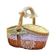 thumbnail image 1 of 1Pcs Lace Decor Large Capacity Handmade Camping Storage Basket Natural Wicker Basket with Handle Lid Camping Accessories, 1 of 10