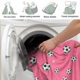 thumbnail image 4 of Soccer and Heart Pink Pattern Soft Sherpa Fleece Throw Blanket, Warm Cozy Plush Blanket for Sofa Bed Couch, All Season, 40"x50", 4 of 5