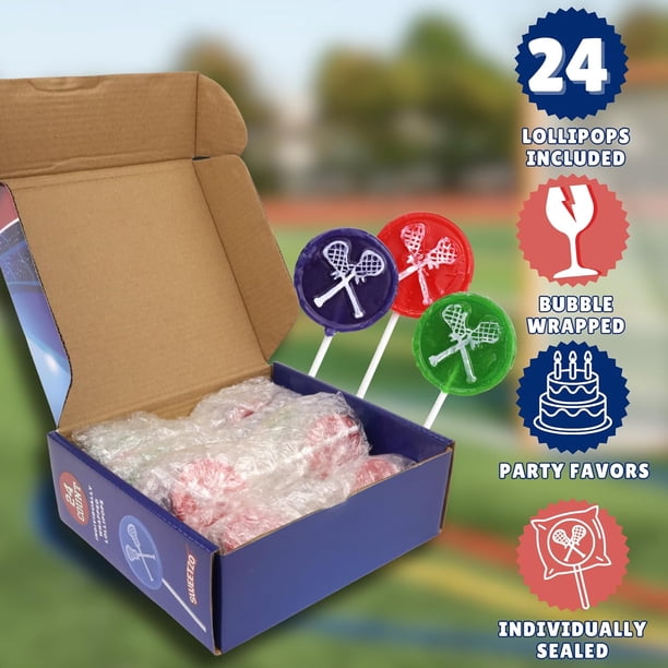 Sweetzo, Lacrosse Tattoo Lollipops, 24ct, Sports Themed Suckers