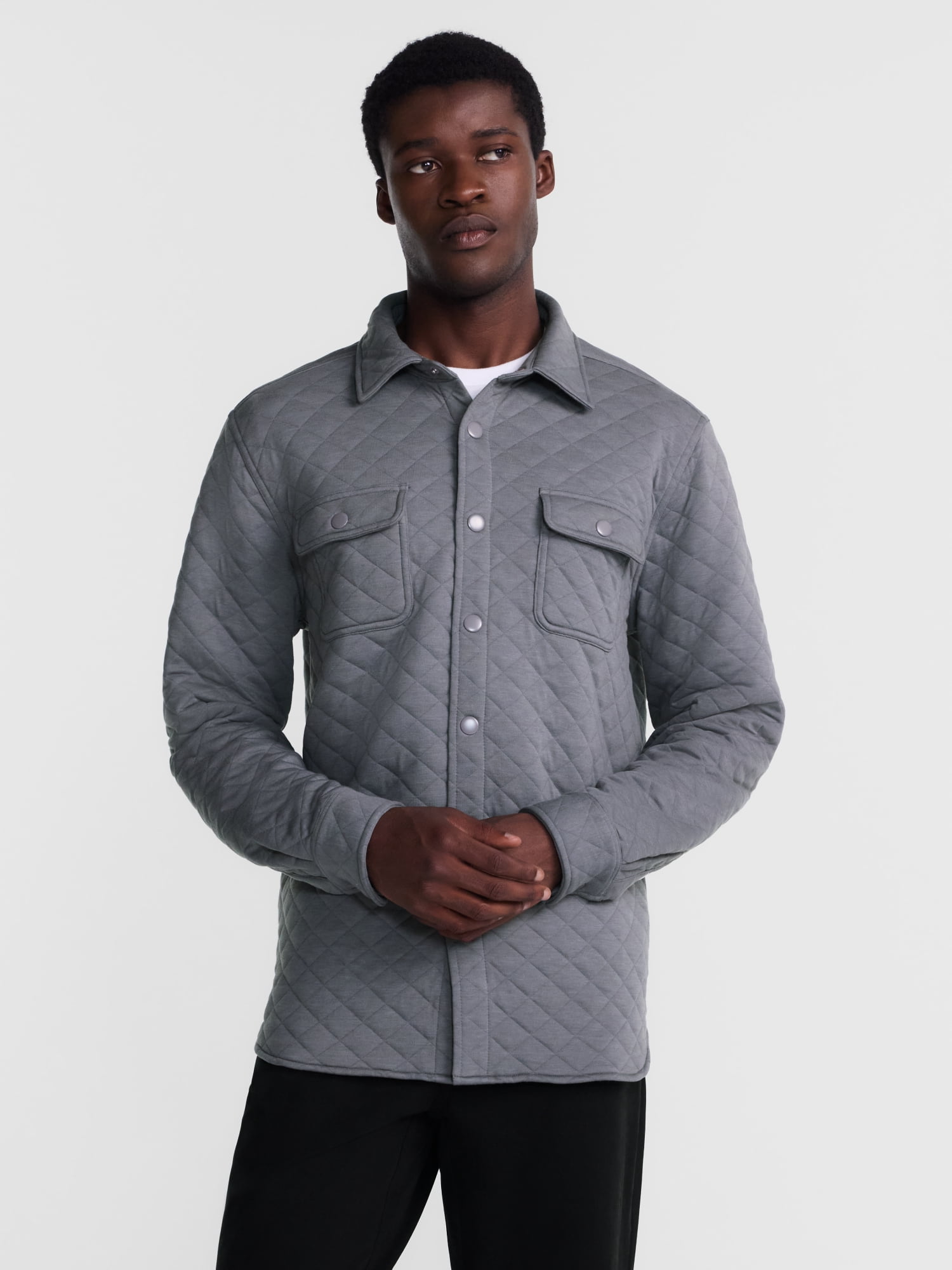 George Men's Quilted Overshirt with Long Sleeves, Sizes XS-4XLT