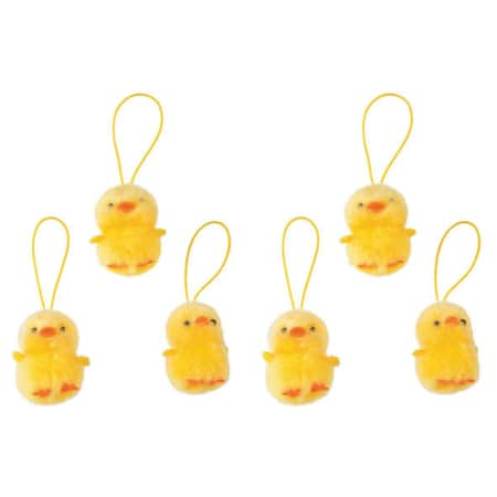 Boyds Plush Ornament - Easter Delights Plush Chenille Yellow Duckling Ornaments, Set of 6