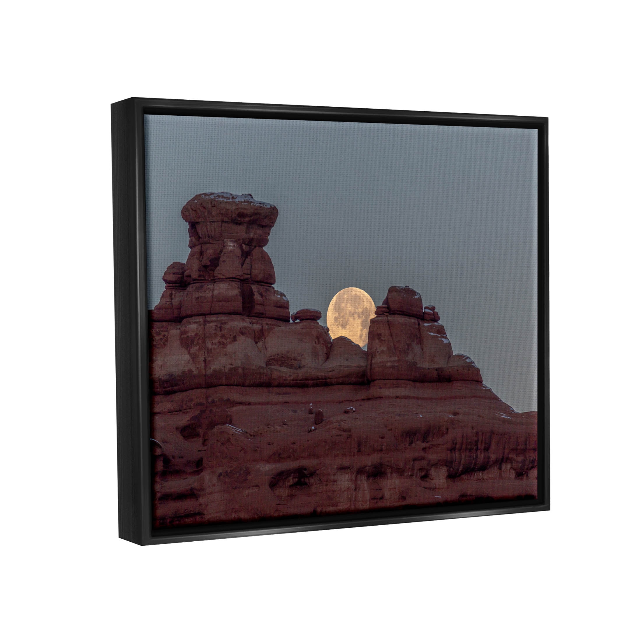 Desert Mesa Moonlit Night Landscape Landscape Photograph Jet Black Framed Art Print Wall Art