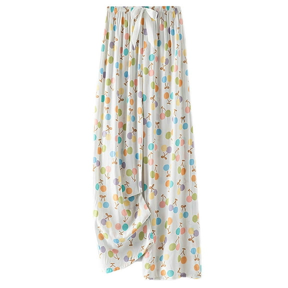Njagoc3 Womens Botanical Print Palazzo Casual Pants Oversized Peony & Fern Design (OEKO-TEX Certified Rayon)