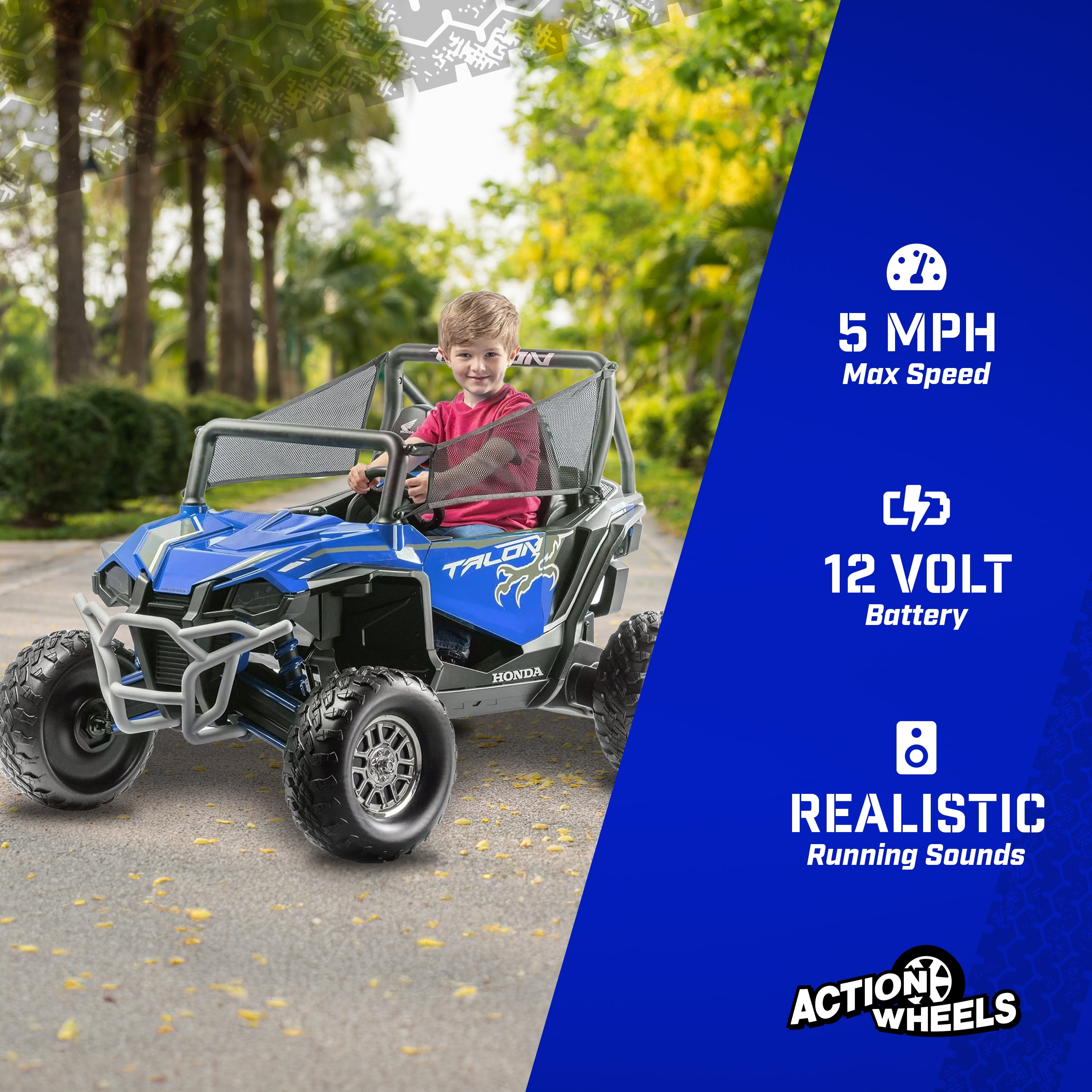 Honda Talon UTV 12-Volt Battery-Powered Ride-On Toy, Black/Red, 1 Count – Officially Licensed