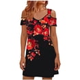 thumbnail image 2 of Roncen Sundresses for Women Beach Vacation 2026 Spring Cover Ups Short Sleeve T Shirt Dress Cold Shoulder Summer Dresses, 2 of 6