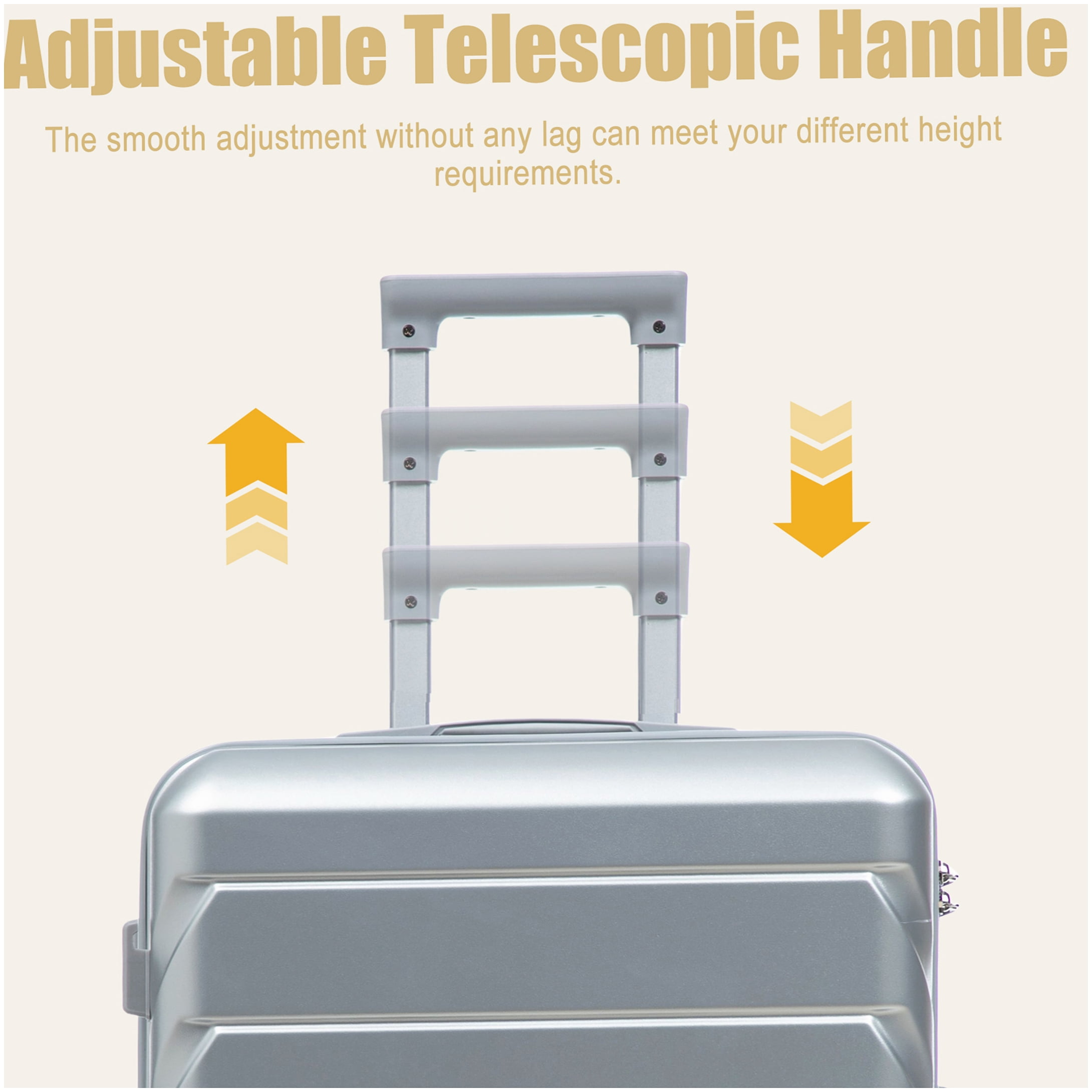 MANGIJOY Silver ABS Hardside Spinner Luggage, 28 Inch Large Checked Bag with TSA Lock &; Retractable Handle