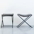 thumbnail image 5 of Creative Co-Op Collapsible Leather and Metal Stool, Charcoal, 5 of 5