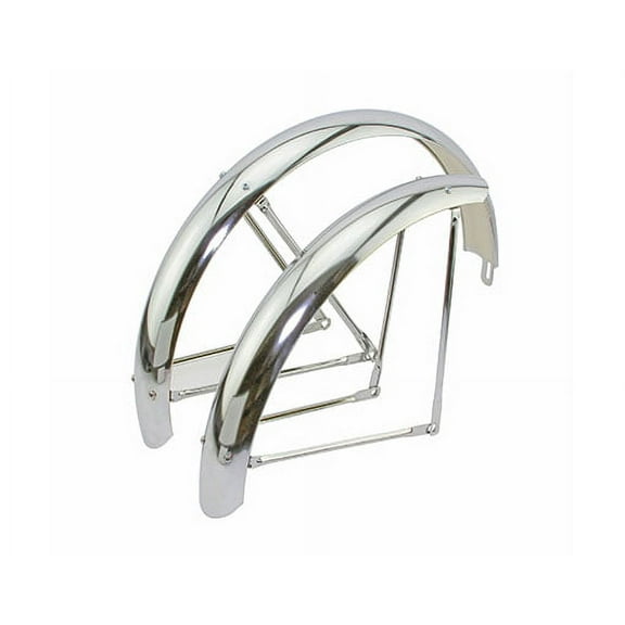 Alta Bicycle 24" Classic Wide Balloon Adjustable Fender Set in Steel Bicycle Chrome