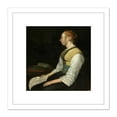 thumbnail image 1 of Ter Borch Seated Girl In Peasant Costume Painting 8X8 Inch Square Wooden Framed Wall Art Print Picture with Mount, 1 of 4