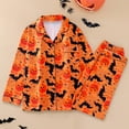 thumbnail image 2 of Women Pajama Sets Halloween Printed Collar Long Sleeve Long Pants Pjs Sets Sleepwear Orange S, 2 of 9