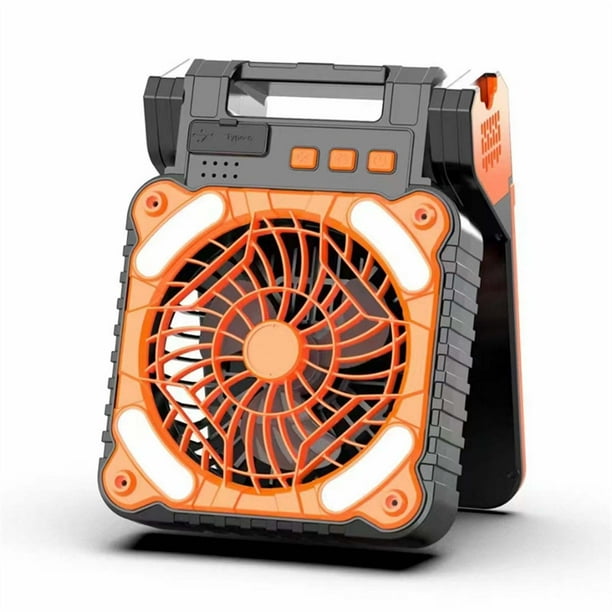 Ventilador solar de exterior X99 | Carga dual solar y USB | Batería de 10000 mAh | Motor silencioso sin escobillas de 4 velocidades | Iluminación de emergencia LED | Portátil para acampar, al aire