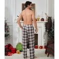 thumbnail image 5 of Vulcanodon Mens Fleece Pajama Pants, Ultra Soft Plaid Lounge Pants with Pockets Button Fly Sleep Bottoms(GREEN WHITE PLAID, S), 5 of 6