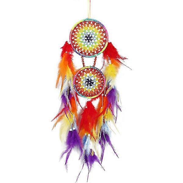 Dreamcatcher Feather Wall Hanging For Bedroom Home Room Decoration Birthday Craft Gift (orange - Purple)
