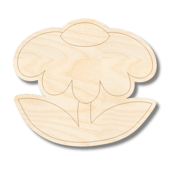 Unfinished Wood Etched Flower Shape | Paint By Line Crafts 18" / 1/4"