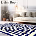 thumbnail image 2 of ODIKA 8'x10' Machine Washable Non-Slip Area Rug, Stylish Lattice Patio Backyard Accent Beige Navy Waterproof High Traffic Rug, Blue, 52512, 2 of 7