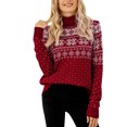 thumbnail image 1 of Suéter navideño con copo de nieve, suéter de punto para mujer, suéter alto para mujer, suéter de punto con copo de nieve, construido para durar, 1 of 8