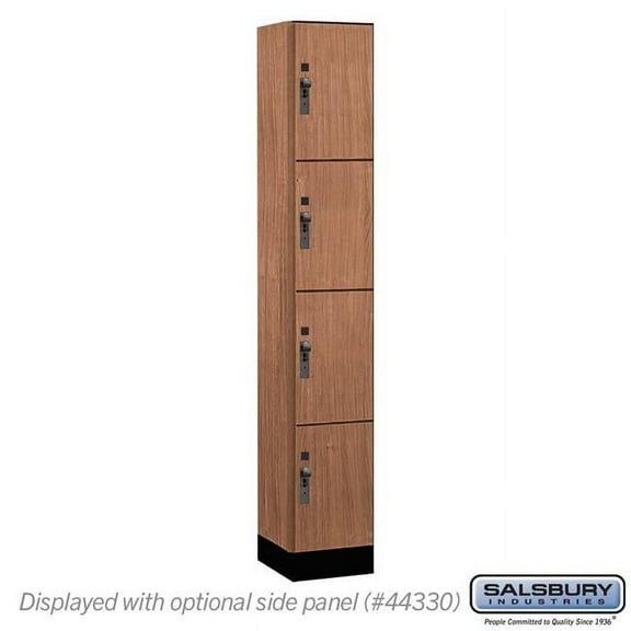 Salsbury Industries 44165RO 12 in. Wide Premier Wood Locker - Four Tier - 1 Wide - 6 ft. High - 15 in. Deep - Red Oak - Hasp