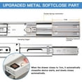 thumbnail image 2 of 18 inch Drawer Slides 4 Pairs (8pcs) Soft Self Close Full Extension Ball Bearing Drawer Slides 3 fold Full Stretch Side Mount Drawer Slides 100 LB Capacity Drawer Slide 18" Silver, 2 of 11
