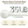 thumbnail image 4 of NewBuros Adjustable Wood Curtain Rod, 32 to 144 Inch, 1" Diameter Heavy-Duty Indoor Curtain Rod, Sturdy Rust-Proof with Wood Grain Leaf Pattern, White, 4 of 8