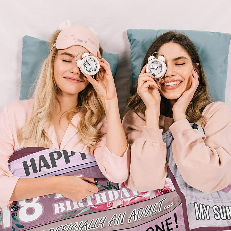 18th Birthday Gifts for Girls Throws Blankets 60X50 - Gifts for 18 Year  Old Girl - 18 Year Old Girl Birthday Gifts Ideas - Happy 18th Birthday Gift  for Daughter - 18th