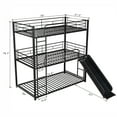 thumbnail image 4 of CHURANTY Metal Triple Bunk Beds with Slide Twin over Twin over Twin Size Bunk Bed for 3 Kids Teens Boys Girls with Ladder/Full-Length Guardrails, Black, 4 of 10