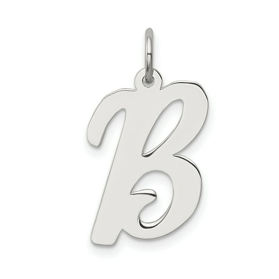 925 Sterling Silver Large Script Initial B Charm Pendant