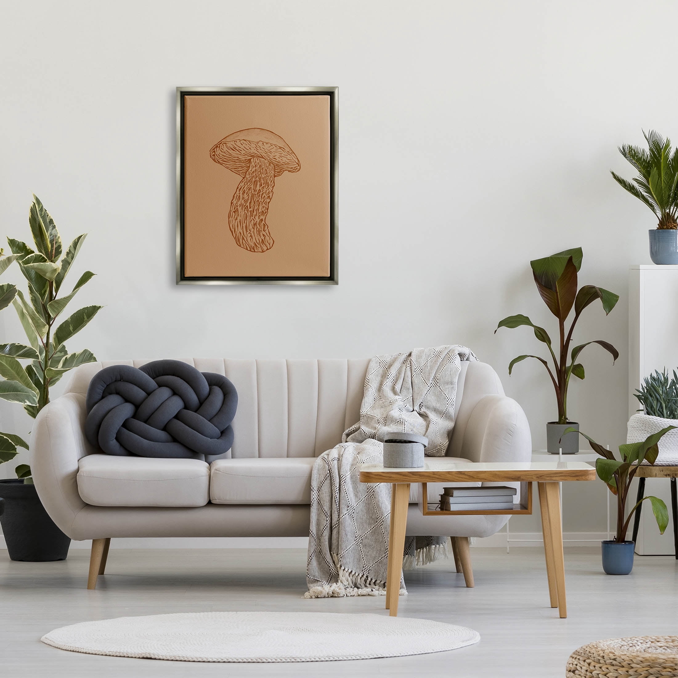 Stupell Industries Intricate Mushroom Nature Study Graphic Art Luster Gray Floating Framed Canvas Print Wall Art, Design by Ziwei Li