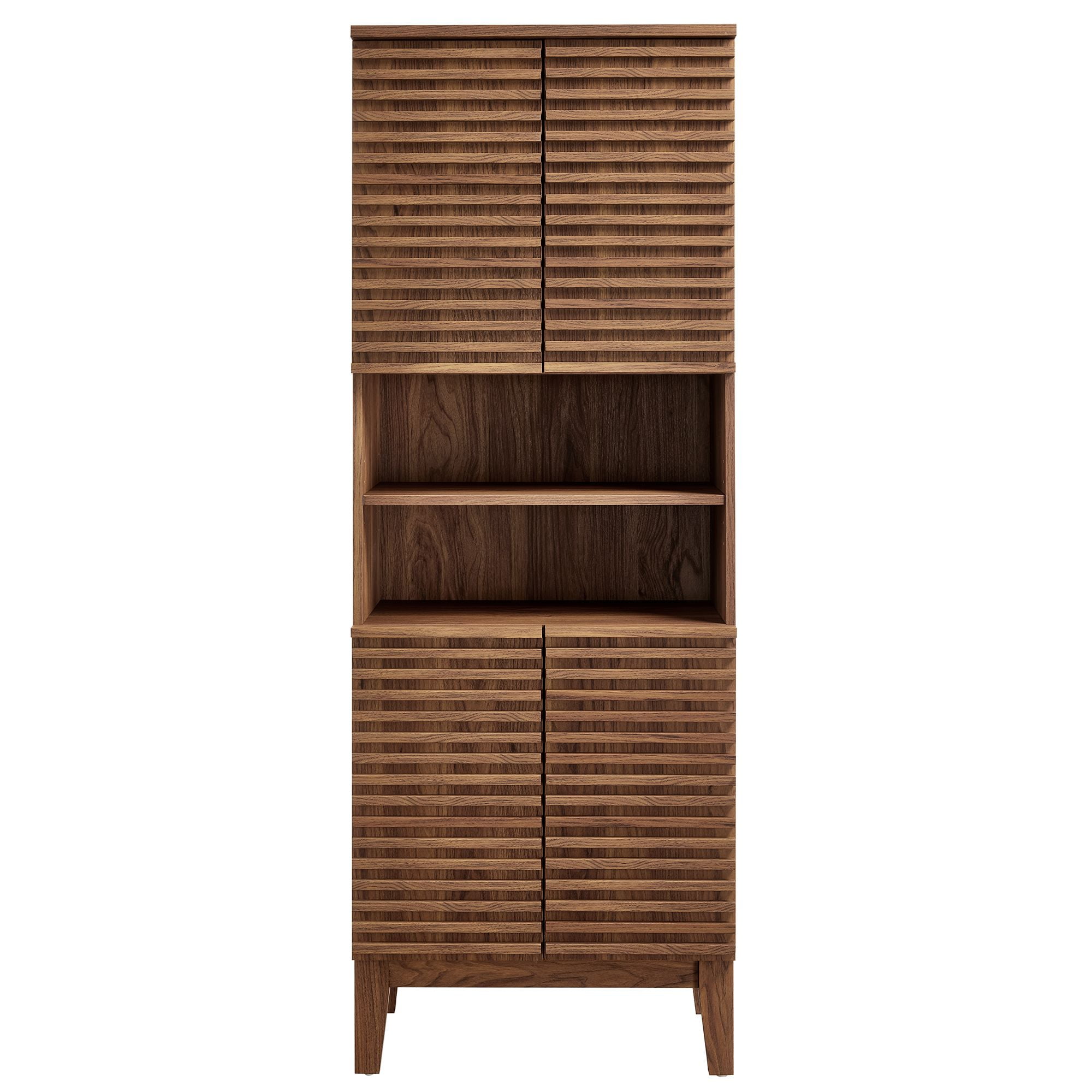 Render Tall Bathroom Storage Cabinet in Walnut