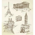 thumbnail image 3 of Travel Duvet Cover Sets, Sketch Art Group of Travel over European Landmarks and Vintage Style Suitcase, Bedding Set with 2 Duvet Covers & 4 Pillowcases, 2 Pack King Size, Brown Cream, by Ambesonne, 3 of 3