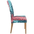 thumbnail image 3 of FMSHPON Dahlia Pinnata Flower Teal Coral Turquoise Stretch Chair Cover Protector Seat Slipcover for Dining Room Hotel Wedding Party Set of 6, 3 of 6