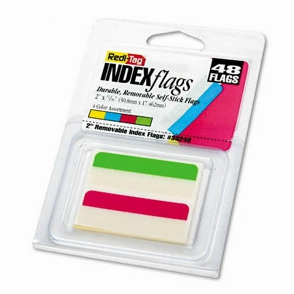 Redi-Tag  Write-On Self-Stick Index Tabs/Flags  2w x 11/16h  Four Colors  48 Pack