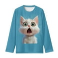 thumbnail image 5 of DISNIMO Blue Cat Shirt for Girls Long Sleeve Shirts Size 7-8 Sports Tshirts for Kids Boys T Shirts Soft Tops for Girls Cute Cute Crewneck Shirts Girls Fancy Clothes for Kids Fall Clothing Girls, 5 of 7