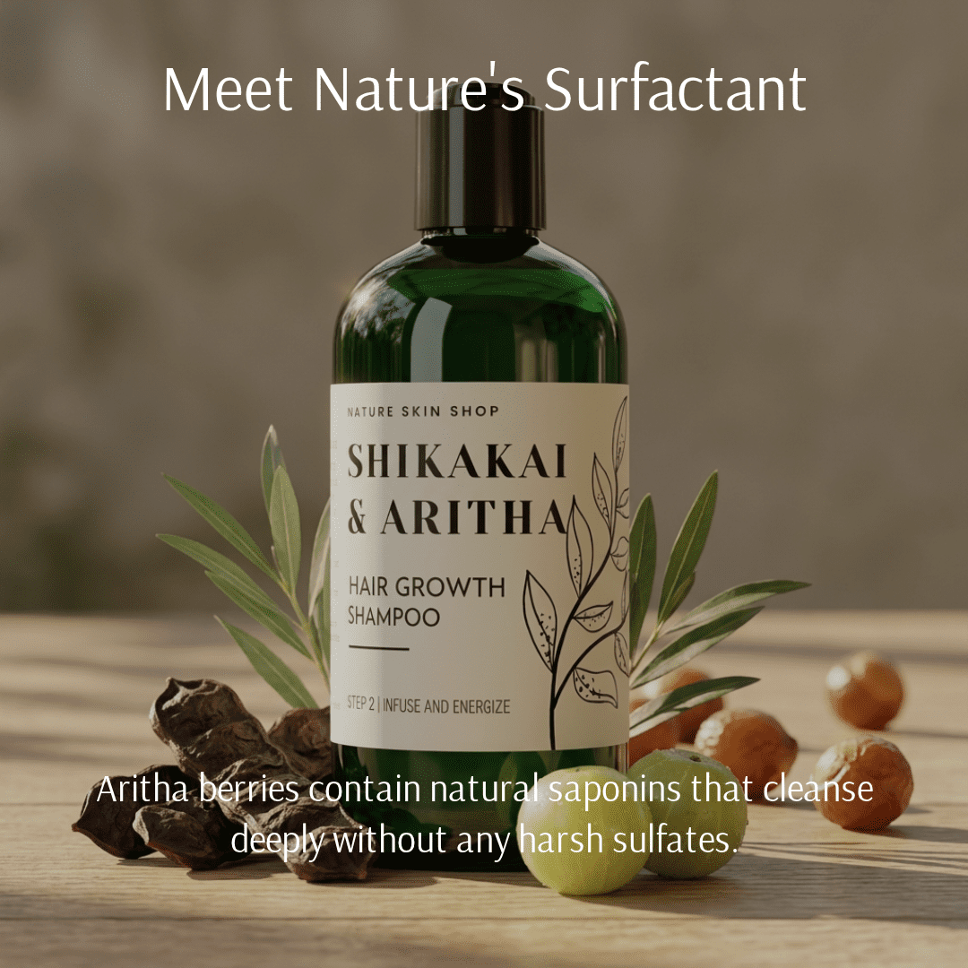 Nature Skin Shop Ayurvedic Dandruff Shampoo with Shikakai, Aritha, Brahmi, Sulfate-Free, Natural, 8.5 oz