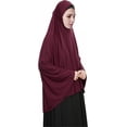 thumbnail image 4 of XINFU Women's High Stretch Hijab Muslim Arabian Long Milk Silk Purity Color Chiffon Hijab, Wine Red, Small, 4 of 5