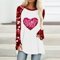 thumbnail image 2 of Penkiiy Women Valentines Day Shirts Round Neck Long Sleeve Casual Heart T Shirt S Red, 2 of 5