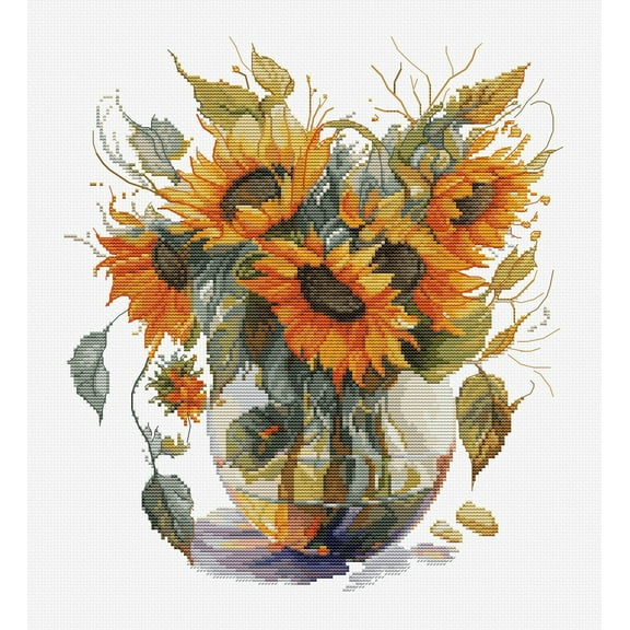 Vase with Sunflower B7025L Counted Cross-Stitch Kit