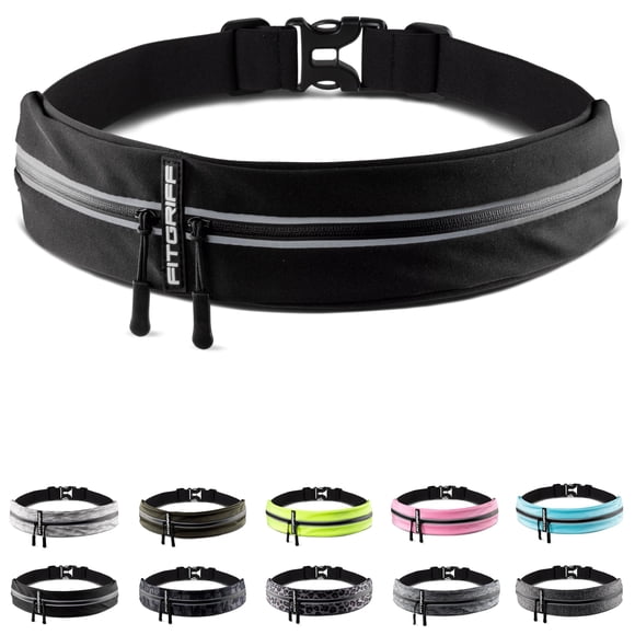 Cinturón para correr Fitgriff® para hombre y mujer, color negro, 85-120 cm de cintura