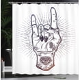 thumbnail image 4 of Ambesonne Rock and Roll Shower Curtain, Tattooed Hand Raised, 69"Wx75"L, Redbrown Dark Purple, 4 of 5