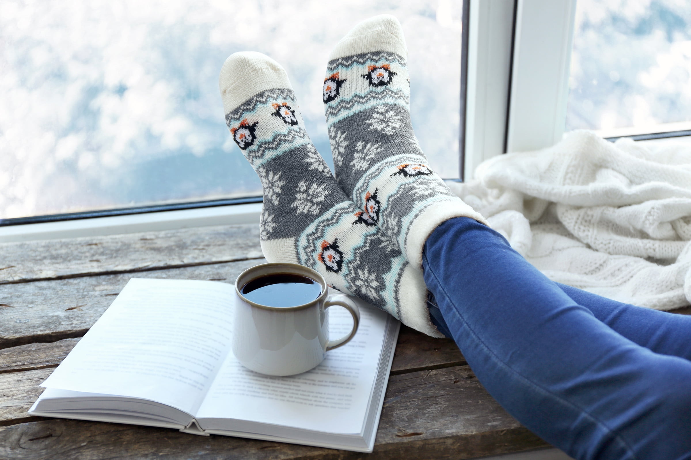 Airplus Holiday 3 Pack of Dual Layer Cozy Cabin Socks for Women Size 5-10,  Aloe Infused Fuzzy Fluffy Comfortable Socks in geometric patterns.