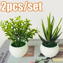 Cheers.US 2Pcs/Set Artificial Potted Plants Mini Fake Plants, Small Plant Potted Faux Rosemary Green Decorative Plant with Plastic White Pot for Home Decor, Indoor, Office, Desk, Shelf